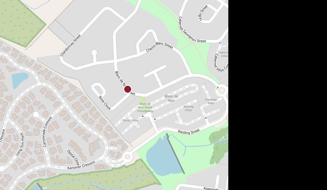 Map of Blanc de Noir Street, Oude Westhof, Bellville
